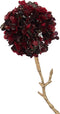 J-Line decoratie Tak 2 Bloemen Pompons - kunststof - rood/goud - small - 12 stuks