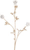 J-Line decoratie Tak Bloemen Kristal - kunststof - goud - large - 6 stuks