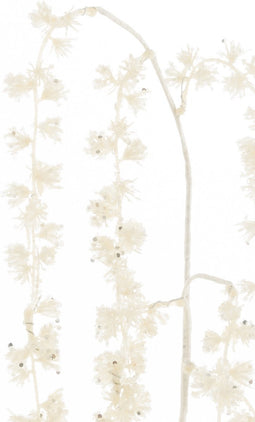 J-Line decoratie Tak Hangend Glitters - kunststof - wit - 12 stuks