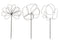 J-Line decoratie Tuin Bloemen - ijzer - zwart - 3 stuks