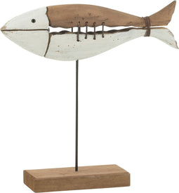 J-Line decoratie Vis Op Voet Hechtingen Paulownia - hout - mix - small