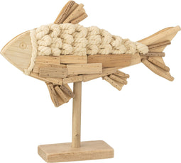 J-Line decoratie Vis Op Voet - hout - naturel
