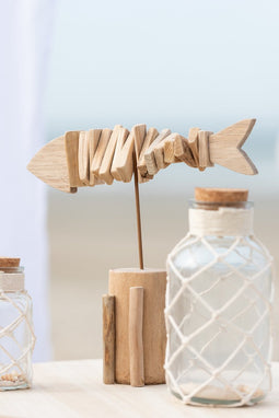 J-Line decoratie Vis Skelet Op Voet - hout - naturel - large