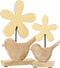 J-Line decoratie Vogel Met Bloem - hout - geel - large