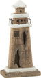 J-Line decoratie Vuurtoren - hout - naturel/wit - small