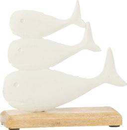 J-Line decoratie walvis Op Voet - aluminium - wit - small