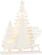 J-Line decoratie Winter Bomen + Rendier - hout - wit - large - LED