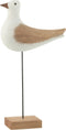 J-Line decoratie Zeegull Op Voet Paulownia - hout - naturel/wit - small