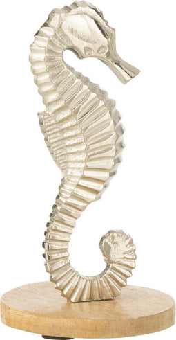 J-Line decoratie Zeepaardje Op Voet - aluminium - zilver - small