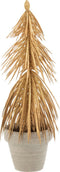 J-Line dennenboom In Pot - kunststof - goud/glitter - 2 stuks