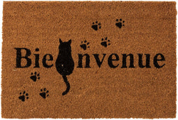 J-Line deurmat Bienvenue - kokosvezel - naturel/zwart