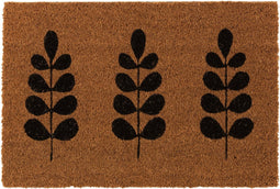 J-Line deurmat Blad voor binnen en buiten - kokosvezel - naturel/zwart