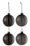 J-Line Doos Van 4 Kerstballen 2+2 Effen Transparant Zwart Medium