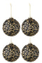 J-Line Doos Van 4 Kerstballen Glitter Paillettenglas Zwart Goud Medium