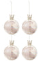 J-Line Doos Van 4 Kerstballen Kroon Pluim Licht Roze Glas Klaar Medium