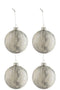 J-Line kerstbal marmerlook - glas - wit/zilver - medium - doos van 4