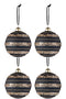 J-Line Doos Van 4 Kerstballen Pailletten Glas Mat Zwart/Goud Medium