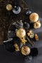 J-Line Doos Van 4 Kerstballen Pailletten Glas Mat Zwart/Goud Medium