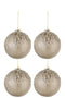 J-Line Doos Van 4 Kerstballen Parels Glitter Glas Grijs Large
