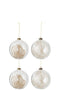 J-Line Doos Van 4 Kerstballen Rond Bol 2+2 Gedroogde Pampas Glas Transparant Large