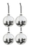 J-Line kerstbal Rond Gedroogde Hazenstaart - glas - zwart/transparant - medium - doos van 4
