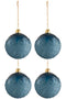 J-Line kerstbal Suiker - glas - mat blauw - medium - doos van 4