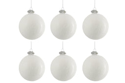 J-Line kerstbal - glas - antiek wit - doos van 6
