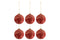 J-Line Doos Van 6 Kerstballen Fluweel Glas Antiek Bordeaux/Goud Small
