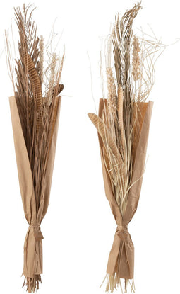 J-Line Droogbloemen - Wild Bladeren - naturel - 2 stuks