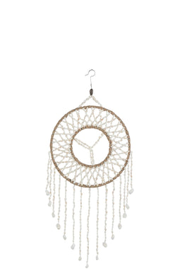 J-Line droomvanger Mandala - hout - wit - large