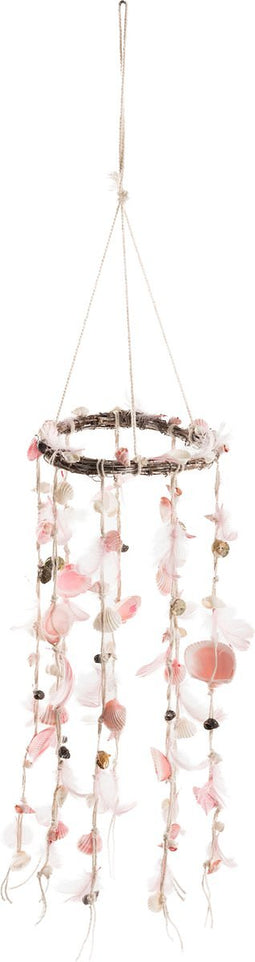 J-Line droomvanger - schelp/veren - perzik - large