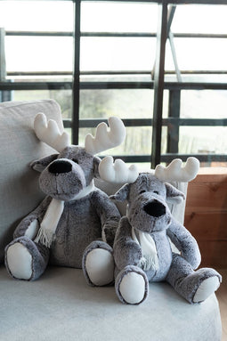 J-Line Eland+Sjaal Pluche Grijs/Wit Small