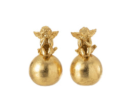 J-Line decoratie Engels Op Bal - polyresin - goud - 2 stuks
