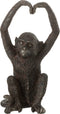 J-Line figuur Aap Arm Hart - polyresin - bruin - small - valentijn decoratie