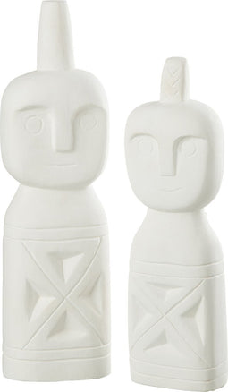 J-Line figuur Afrikaans Gerkefd Figuur - hout - wit - 2 stuks