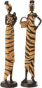 J-Line figuur Afrikaanse Vrouw Zebra - polyresin - zwart/bruin - medium - 2 stuks
