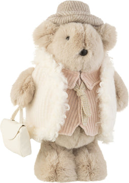 J-Line figuur Beer Das Tas - textiel - beige - small