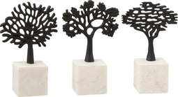 J-Line figuur Boom Op Voet - aluminium/marmer - zwart/wit - 3 stuks