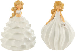 J-Line figuur Bruid - polyresin - wit - small - 2 stuks