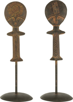 J-Line figuur Etnisch - magnesium - bruin/beige - 2 stuks