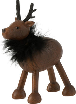 J-Line figuur Hert Vacht - polyresin - bruin/zwart - small