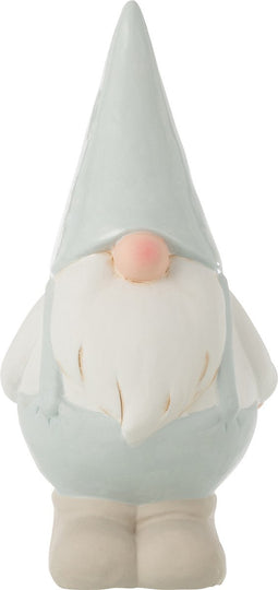 J-Line figuur Kabouter - keramiek - wit/lichtblauw - medium