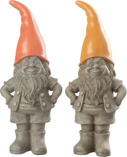 J-Line figuur Kabouter Punthoed - polyresin - mix - medium - 2 stuks