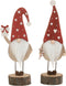J-Line figuur Kerstman Op Voet Hoed Hart/Ster - hout - rood/wit - small - 2 stuks