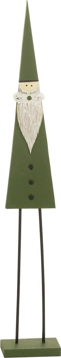 J-Line figuur Kerstman Op Voet - hout - groen - medium
