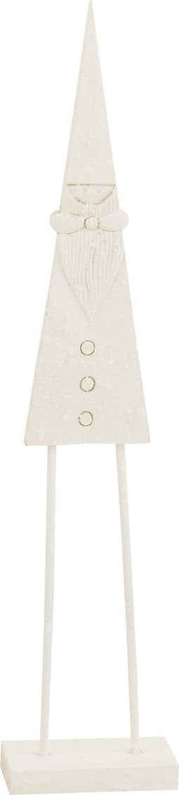 J-Line figuur Kerstman Op Voet - hout - wit - small