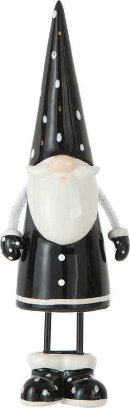 J-Line figuur Kerstman Staan Strepen - keramiek - zwart/wit - small
