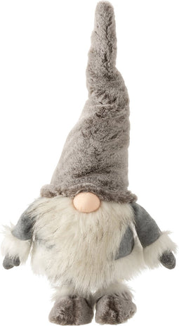 J-Line figuur Kerstman Staand Wiebel - polyester/pluche - grijs/wit