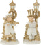 J-Line figuur Kind Lantaarn - polyresin - wit/goud - 2 stuks