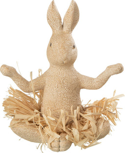 J-Line figuur Konijn Zittend Yoga - steen - naturel - paasdecoratie